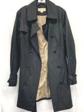 Michael Kors Womens Black Trench Coat W/‎ Belt Size L